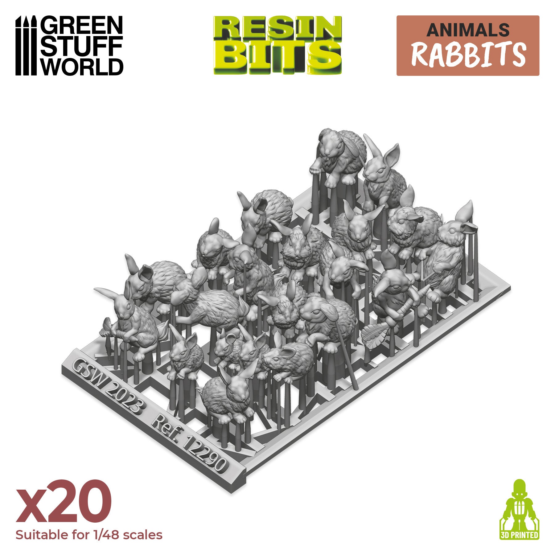 Set with 3D printed bunnies