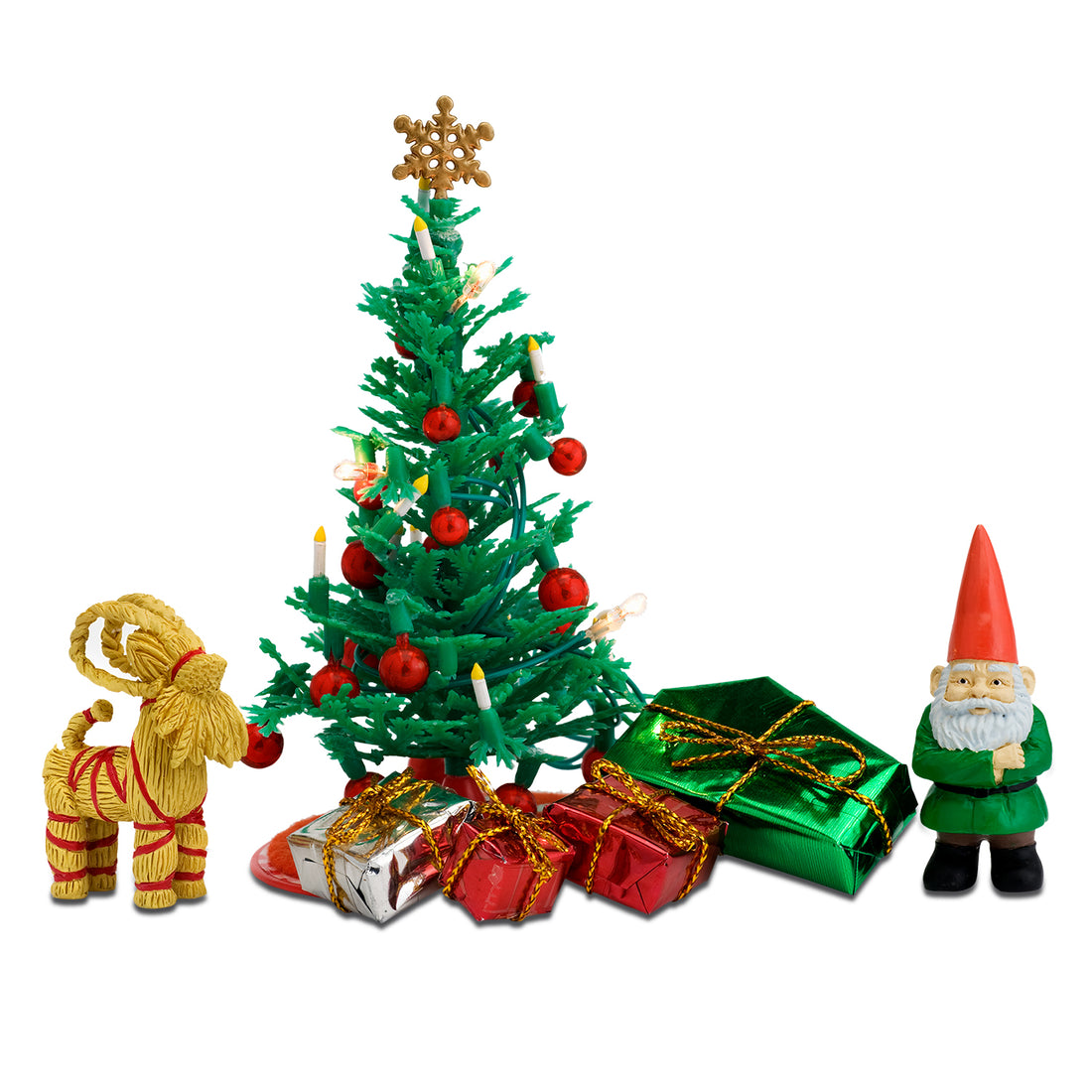 Lundby julgransset med tomte, julklappar och bock