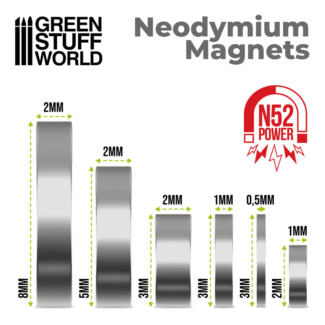 Megastarka magneter (N52) – 50 st