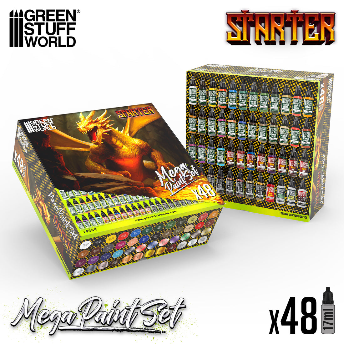 Starter Mega Paint Set Green Stuff World 48x17mm startset Warhammer akryl färg kit