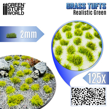 Grass Tufts – Realistic Green – 2/6/12mm
