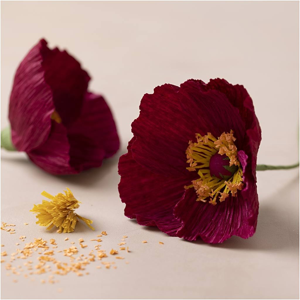 Pappersblommor vallmo av kräppapper