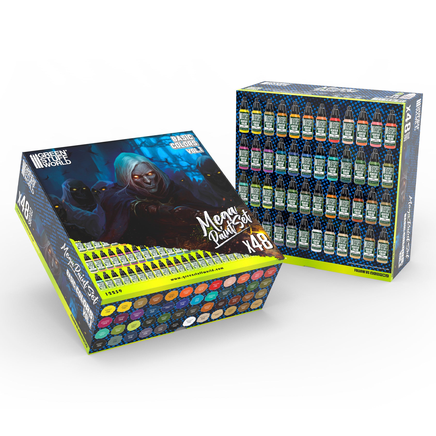 Basic Mega Paint Set Vol 1 (48x17ml) – komplett akrylfärg set för hobby, dioraman, warhammer, minifigurer