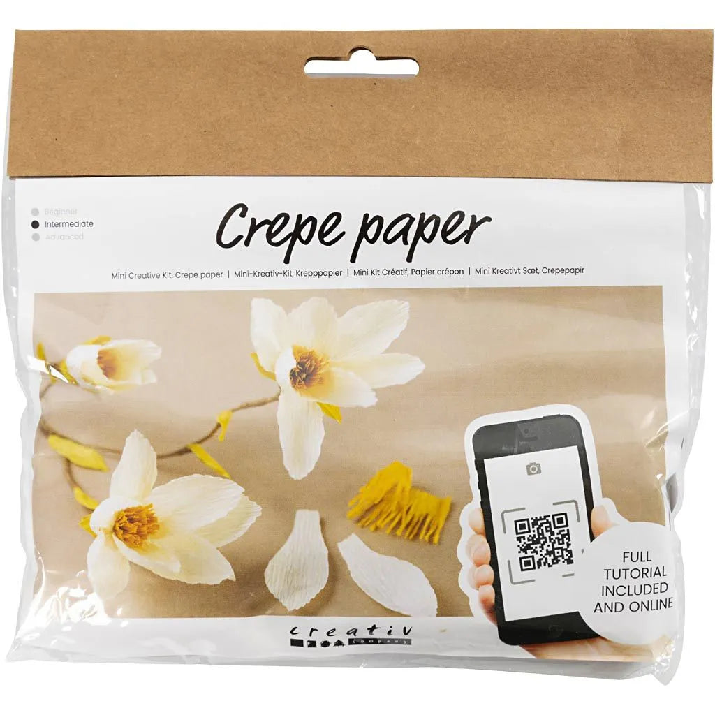 DIY kit: blommor av kräppapper (magnoliakvist)