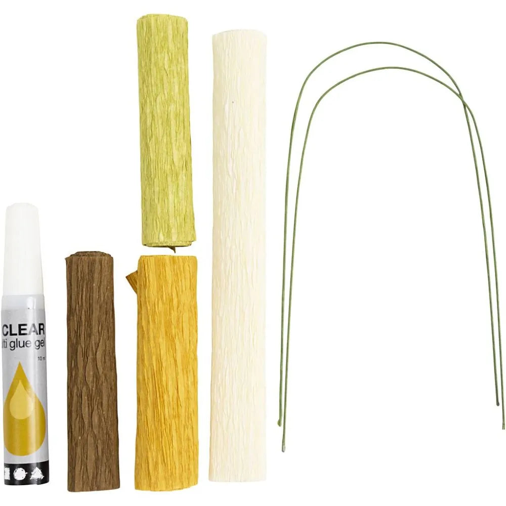 DIY kit: blommor av kräppapper (magnoliakvist)