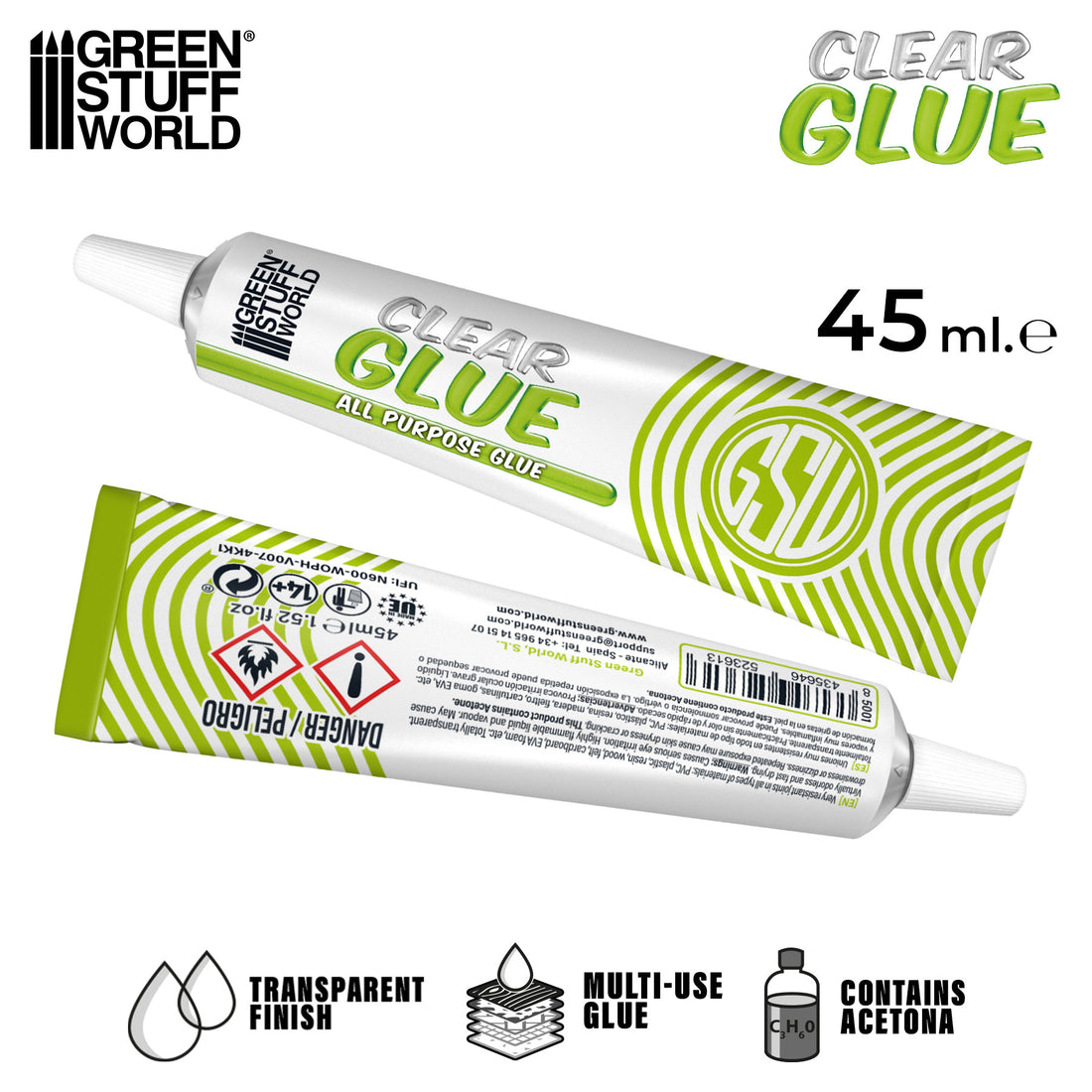 Tub med transparent silikonlim från Green Stuff World, 45 ml