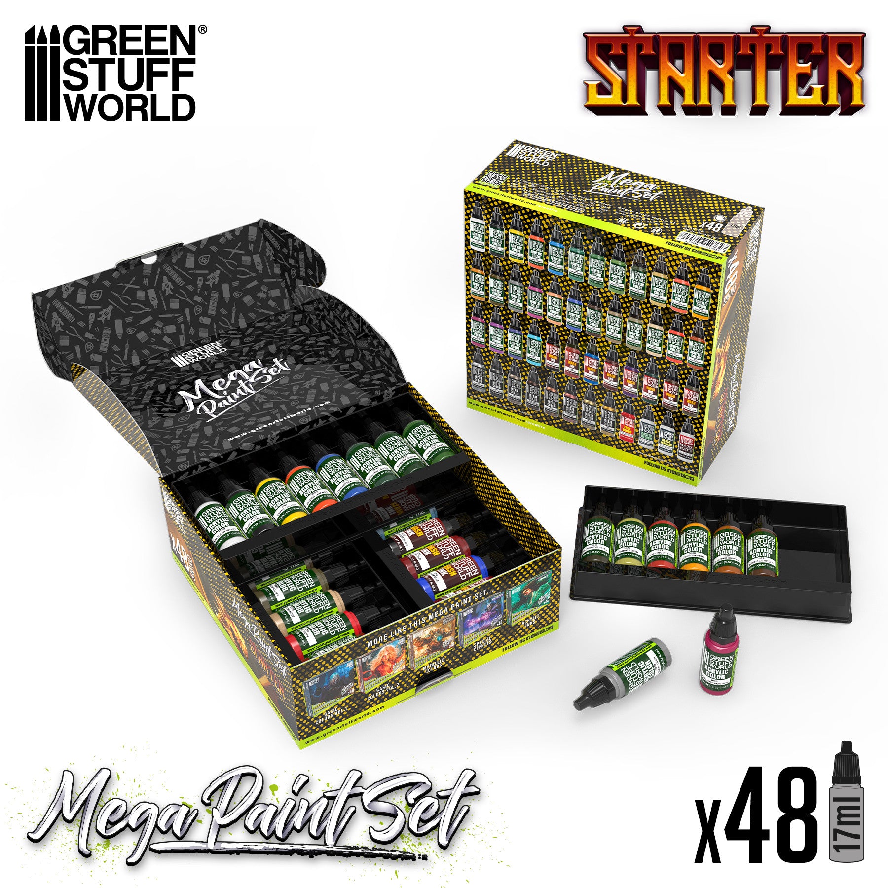 Starter Mega Paint Set Green Stuff World 48x17mm startset akrylfärg miniatyrer