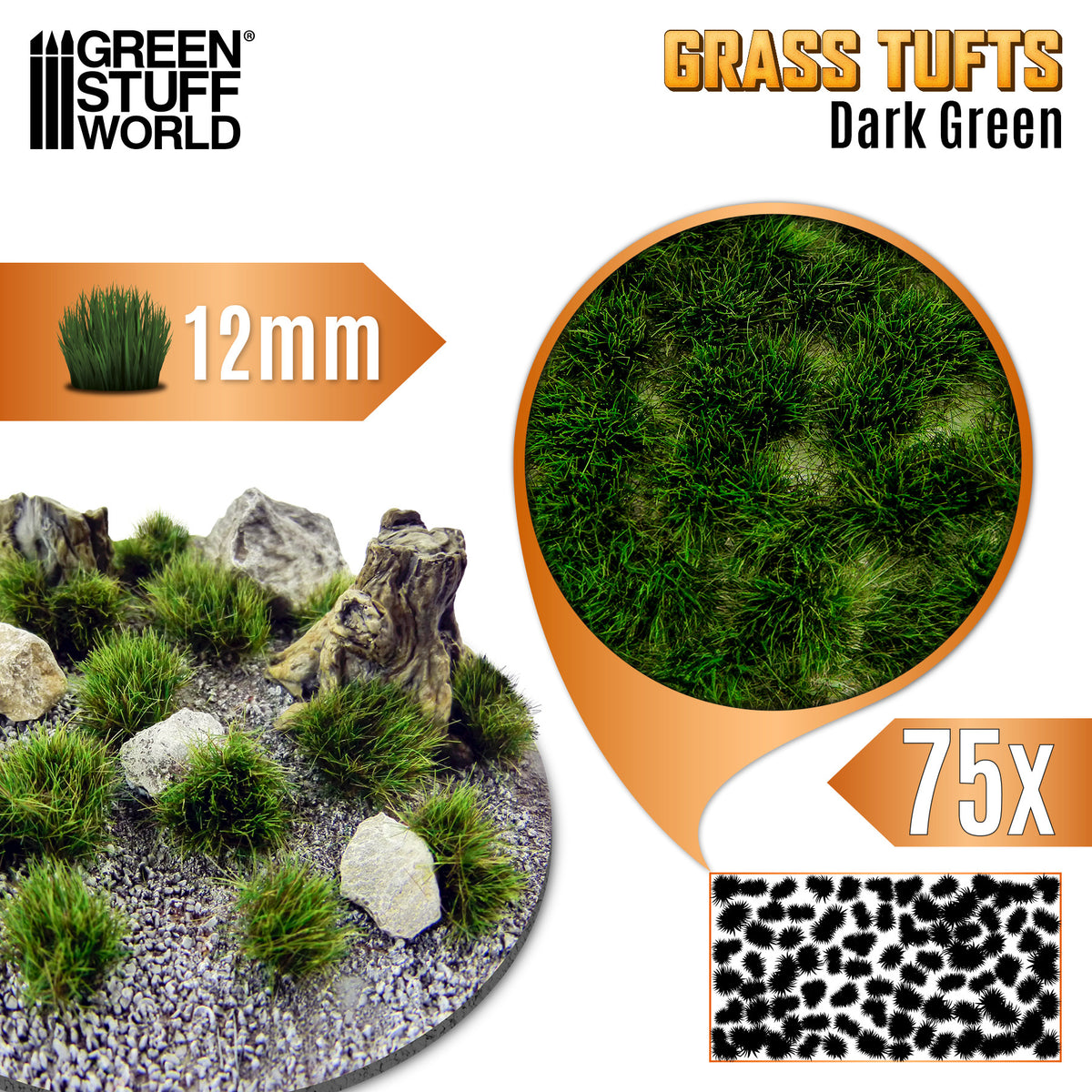 Grass Tufts – Dark Green – 2/6/12mm