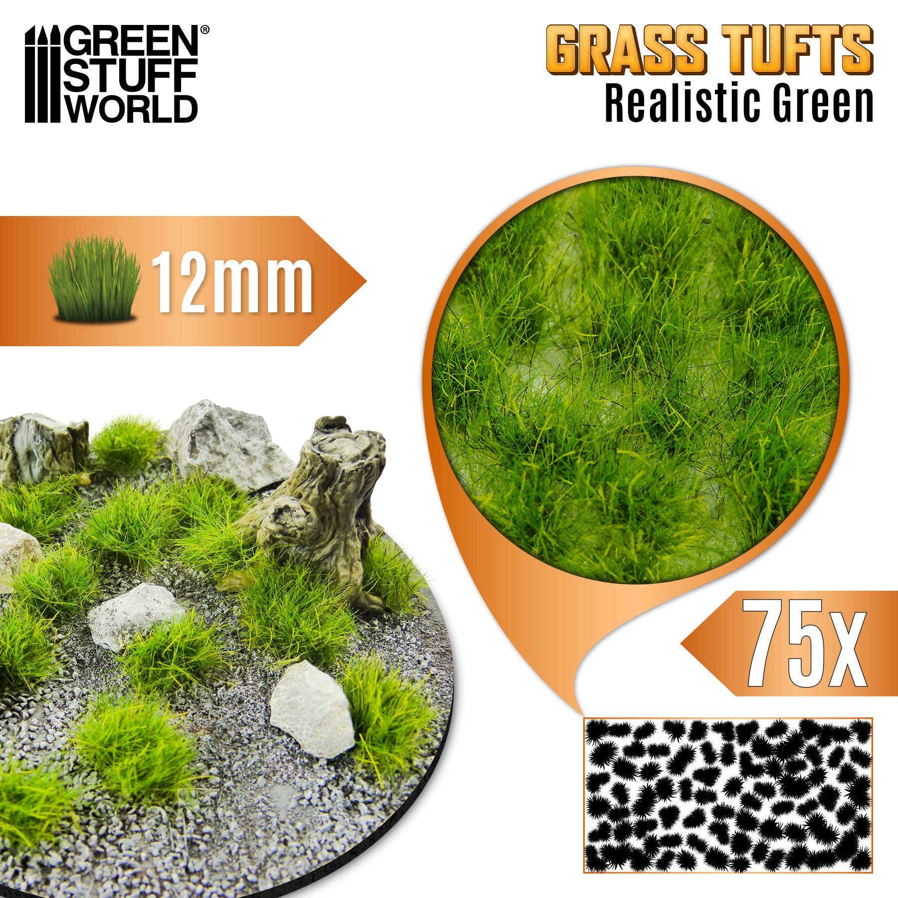 Grästuvor – Realistic Green – 2/6/12mm