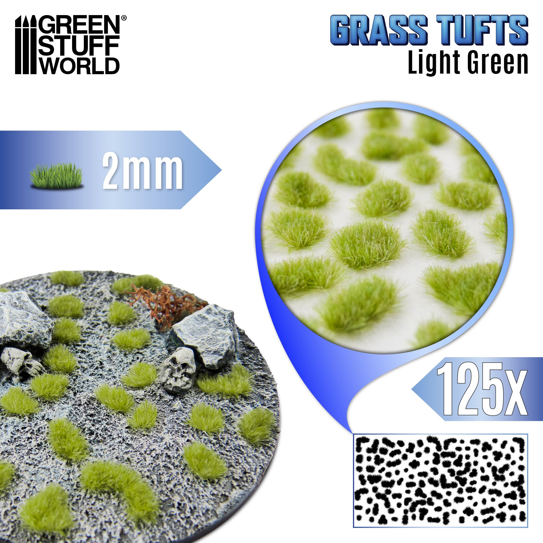 Grass Tufts – Light Green – 2/6/12mm