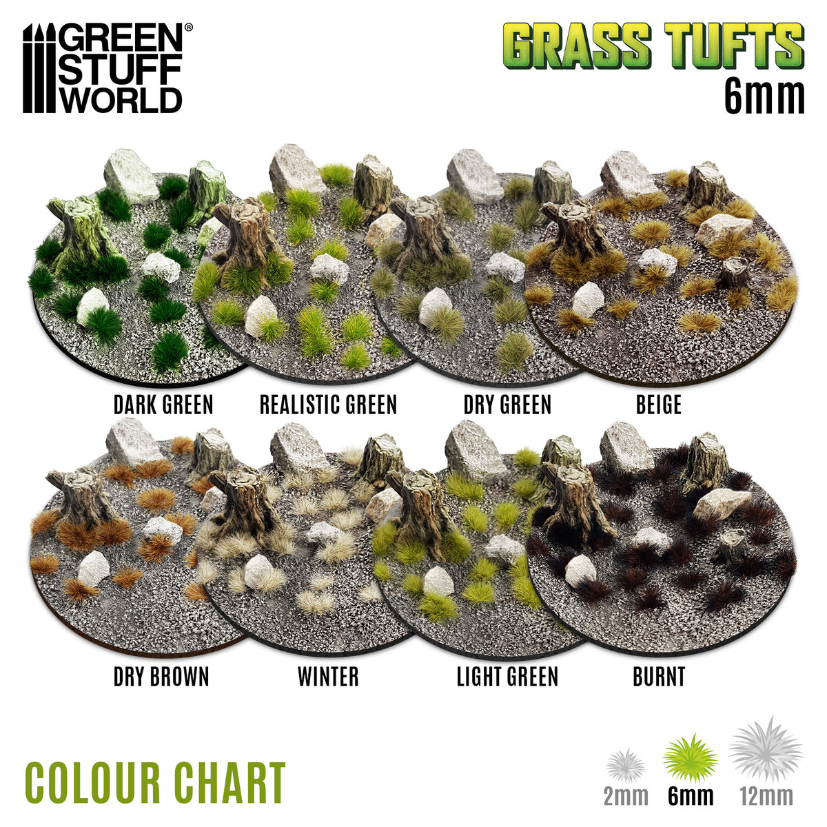 Grass Tufts – Dark Green – 2/6/12mm