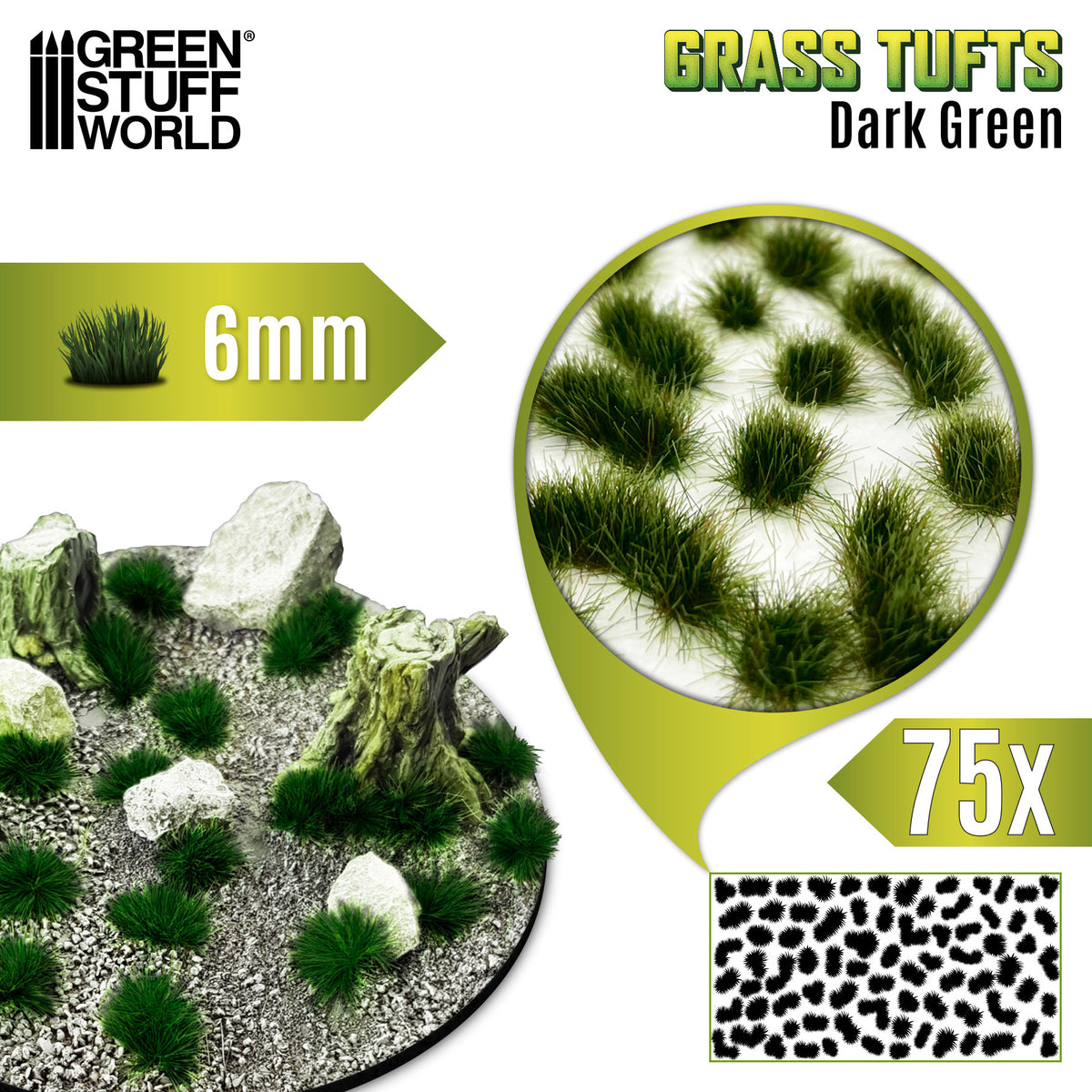 Grass Tufts – Dark Green – 2/6/12mm