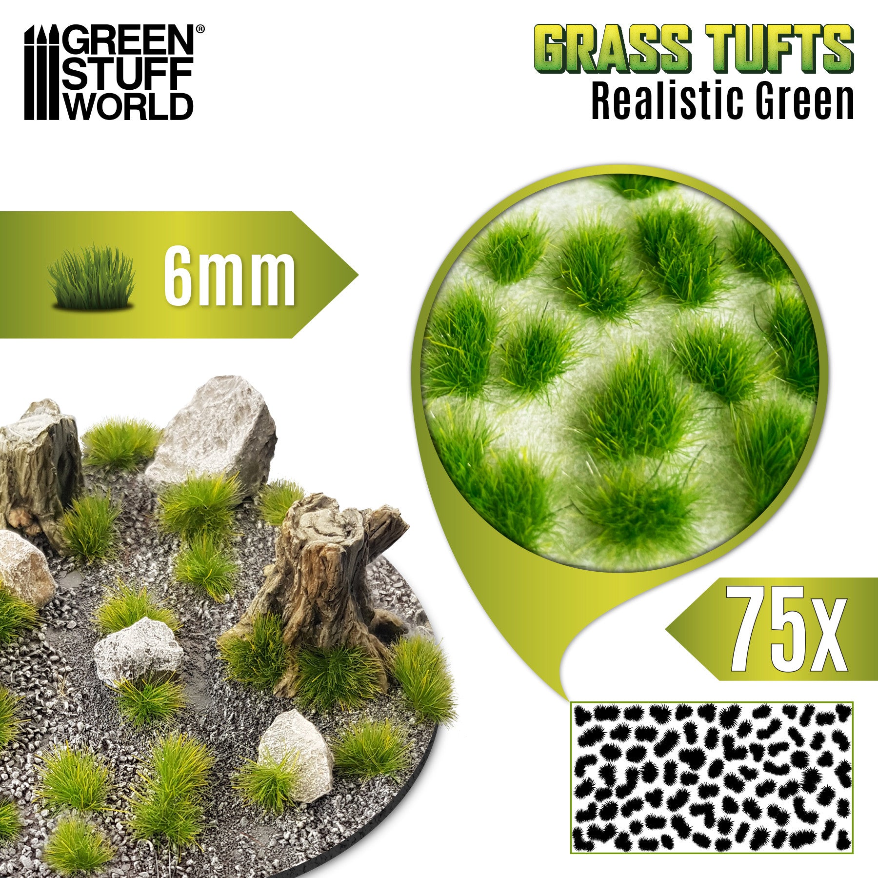 Grästuvor – Realistic Green – 2/6/12mm